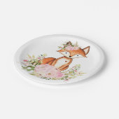 Girly Waldfox-rosa BlumenwaldBabyparty Pappteller (Schrägansicht)
