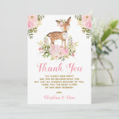 Girly Waldrotwild-Babyparty-Geburtstag Dankeskarte (Stehend Vorderseite)