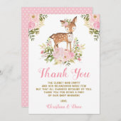 Girly Waldrotwild-Babyparty-Geburtstag Dankeskarte (Vorne/Hinten)