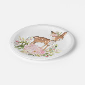 Girly Waldrotwild-Rosa-Blumenwaldgeburtstag Pappteller (Schrägansicht)