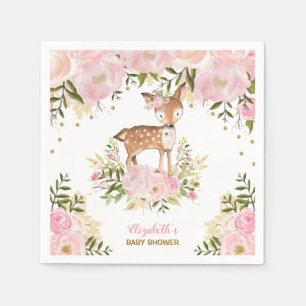 Girly Waldrotwild-Rosa-Goldpfingstrosen-Wald Serviette