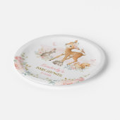 Girly Waldwaldtier-Rotwild-Häschen-Eichhörnchen Pappteller (Schrägansicht)