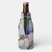 Girly Watercolor Cactus | Monogramm Flaschenkühler (Flasche Rückseite)