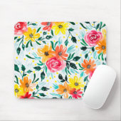 Girly Watercolor Floral Illustration Design Mousepad (Mit Mouse)