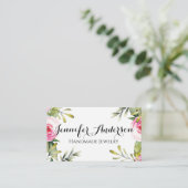 Girly Watercolor Floral Rose Handcraftet Juwelen Visitenkarte (Stehend Vorderseite)