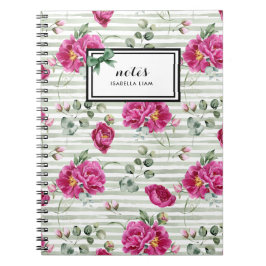 Girly Watercolor Greenery Weiße Blume Muster Notizblock