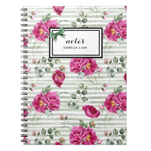 Girly Watercolor Greenery Weiße Blume Muster Notizblock (Vorderseite)