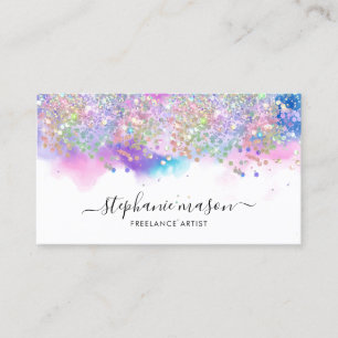 Girly Watercolor Holographic Glitzer Artist Telefonnummerkarte