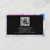 Girly Watercolor Holographic Glitzer Black Telefonnummerkarte (Rückseite)