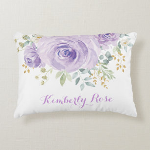 Girly Watercolor Lilac Lila Rose Kinderzimmer Deko Dekokissen