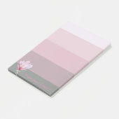 Girly Watercolor Magnolia on Stripes Personalisier Post-it Klebezettel (angewinkelt)