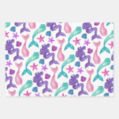 Girly Watercolor Mermaids Tales Seashells Pattern Geschenkpapier Set (Vorderseite)