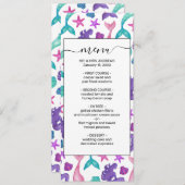 Girly Watercolor Mermaids Tales Seashells Pattern Menükarte (Vorne/Hinten)