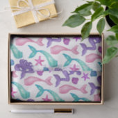 Girly Watercolor Mermaids Tales Seashells Pattern Seidenpapier (Geschenk)