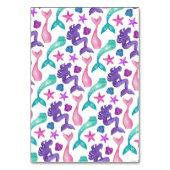 Girly Watercolor Mermaids Tales Seashells Pattern Tischnummer (Rückseite)