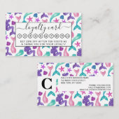 Girly Watercolor Mermaids Tales Seashells Pattern Treuekarte (Vorne/Hinten)