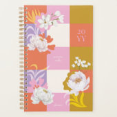 Girly Watercolor Peony Florals Retro Planer (Vorderseite)