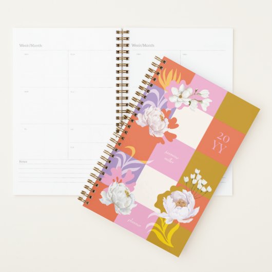 Girly Watercolor Peony Florals Retro Planer (Anzeige)