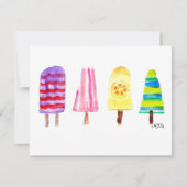 Girly Watercolor Popsicles HandGezeichnet Mitteilu (Vorderseite)