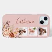 Girly Watercolor Rose 3-Foto & Name Case-Mate iPhone Hülle (Rückseite (Horizontal))