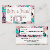 Girly Watercolor-Rosen-Goldblumenempfehlungs-Karte Empfehlungskarte (Vorne/Hinten)