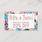 Girly Watercolor-Rosen-Goldblumenempfehlungs-Karte Empfehlungskarte (Vorderseite)