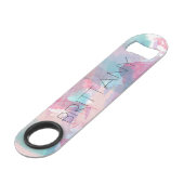 Girly Watercolor Splash Monogram Speed Flaschenöffner (Rückseite Schrägansicht)