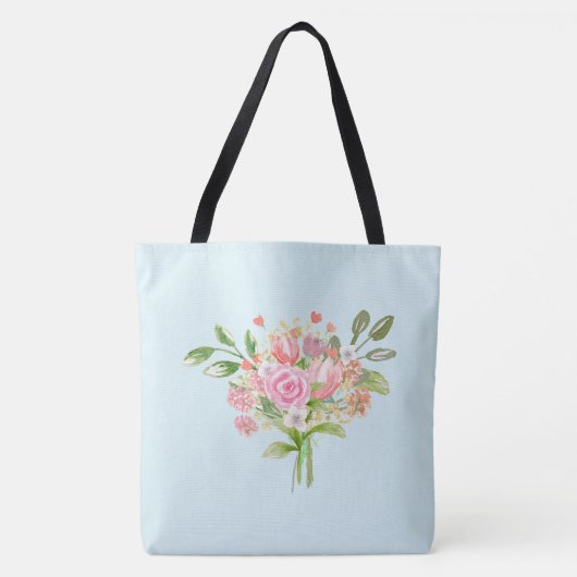 Girly Watercolor Spring Blumen Tasche (Vorderseite)