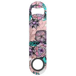 Girly Watercolor-und Rosen-Goldblumenillustration Speed Flaschenöffner
