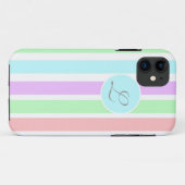 Girly weiche Pastellfarben Streifen, Monogramm. Case-Mate iPhone Hülle (Rückseite (Horizontal))