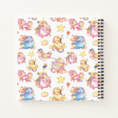 Girly Whimsical Unicorns Mit Monogramm Scheduler | Notizblock (Rückseite)