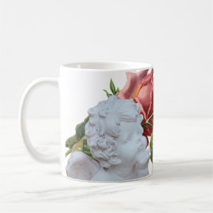 Girly White Angel Statue Tasse Rosa Vintage Blume