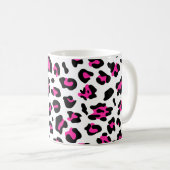 Girly White Black and Hot Pink Leopard Kaffeetasse (VorderseiteRechts)