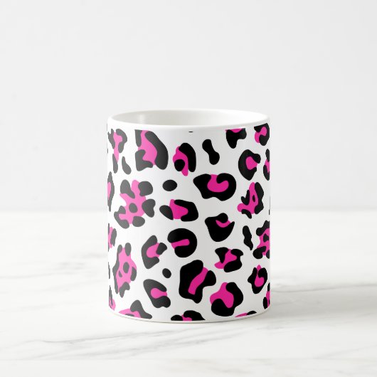 Girly White Black and Hot Pink Leopard Kaffeetasse (Mittel)