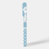 Girly White Blume und Polka Dots on Light Blue Case-Mate iPhone Hülle (Rückseite / Links)