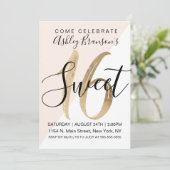 Girly White Blush Rosa Geo Imitat Goldfolie Süß 16 Einladung (Stehend Vorderseite)