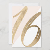 Girly White Blush Rosa Geo Imitat Goldfolie Süß 16 Einladung (Rückseite)