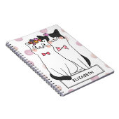Girly White Cat mit Watercolor Polka Dots Muster Notizblock (Rechte Seite)