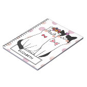 Girly White Cat mit Watercolor Polka Dots Muster Notizblock (Linke Seite)