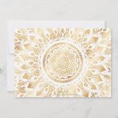 Girly White Gold Mandala Floral Einladung (Rückseite)