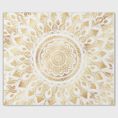 Girly White Gold Mandala Floral Geschenkpapier (Flach)