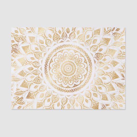 Girly White Gold Mandala Floral Seidenpapier (Vorderseite)