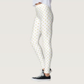 Girly White Hearts Pattern Gold Leggings (Links)