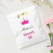 Girly White Hot Pink Sweet 16 Princess Crown Name Geschenktütchen (Versiegelt)