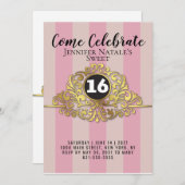 Girly White Imitats Goldene Foil Sweet 16 Einladun Einladung (Vorne/Hinten)