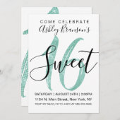 Girly White Imitats Mint Aquamarin Sequin Glitzer  Einladung (Vorne/Hinten)