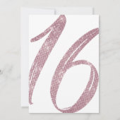 Girly White Imitats Pink Sequin Glitzer Sweet 16 Einladung (Rückseite)