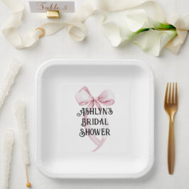 Girly White Pink Bow Brautparty Pappteller