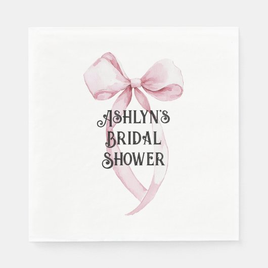 Girly White Pink Bow Brautparty Serviette (Vorderseite)