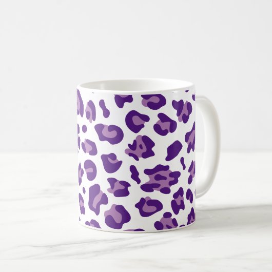 Girly White Royal Lila und Lavender Leopard Kaffeetasse (VorderseiteRechts)